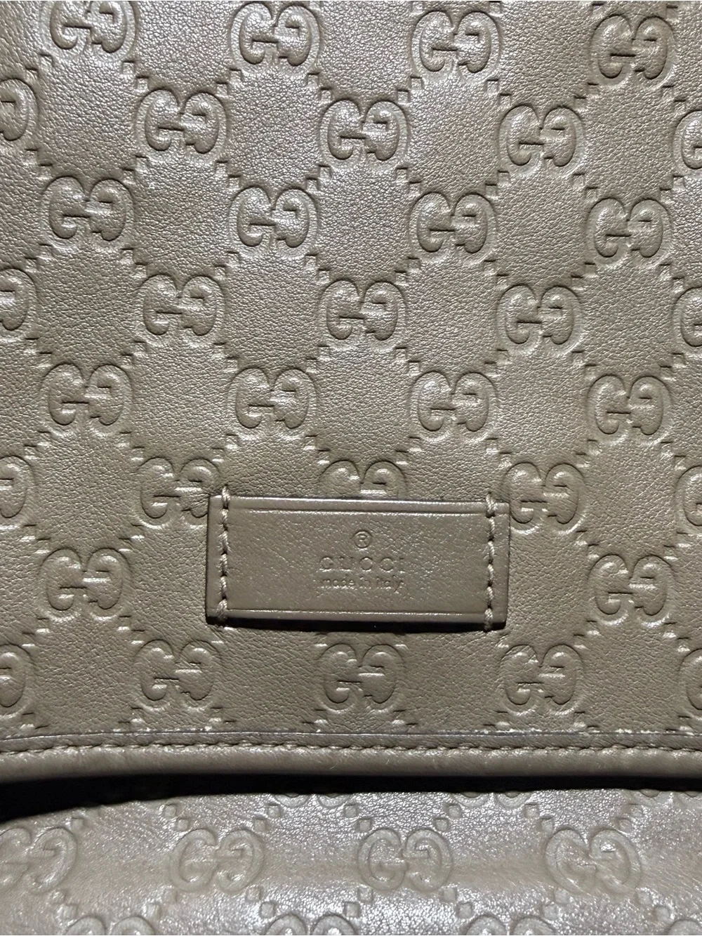 Gucci Taupe Brown Embossed Leather Messenger Bag